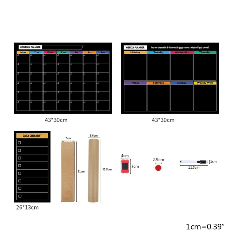 Tablica magnetyczna Premium do lodówki lodówka tablica czarna plama darmowe markery lista rzeczy do zrobienia terminarz tygodniowy