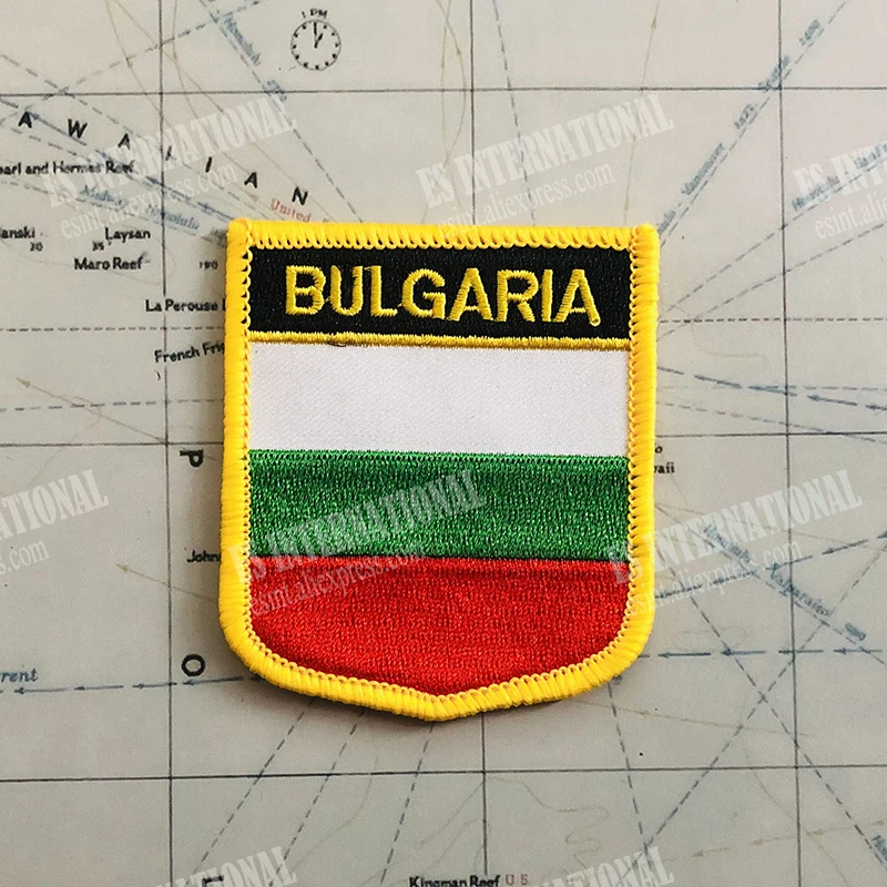 Bandiera nazionale della Bulgaria patch per ricamo distintivo scudo e spilla di forma quadrata un Set sulla decorazione dello zaino del braccialetto