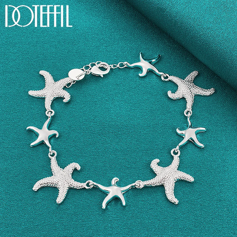 DOTEFFIL 925 Sterling Silver Charm Starfish Bracelet Chain For Women Wedding Engagement Party Fashion Jewelry