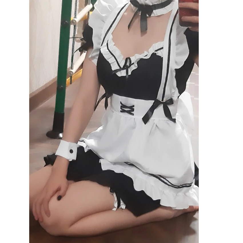 Disfraces de mucama para mujer, vestido negro, Lolita, bonito, Anime, camarera, mucama, fiesta, disfraz de actuación, Cosplay de Halloween