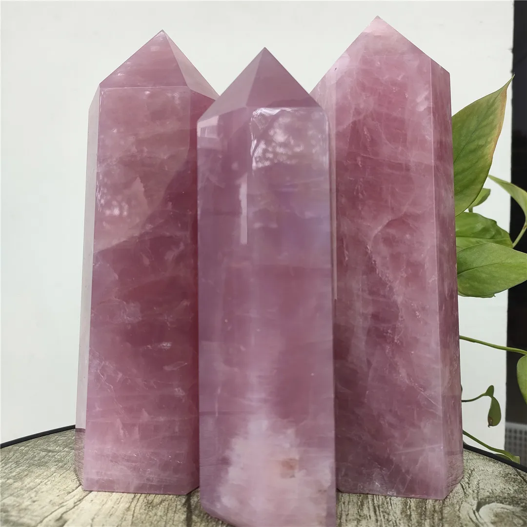 1pcs dropshipping Natural pink rose quartz obelisk crystal wand tower gemstones point healing quartz home Decor