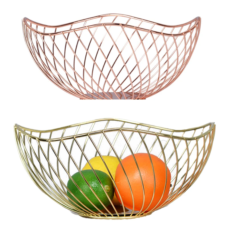 Home Decor Iron Art Fruit Storage Basket Decoration Tool Home Organizer Bowl For Vegetable Snacks Candy Kitchen Table Dining