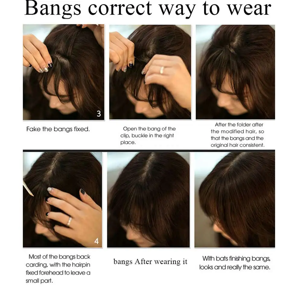 BENEHAIR Bangs Clip In Middle Part Bangs Hairpieces Synthetic Clip In Hair Extension Top Hair Piece For Women Fake Hair