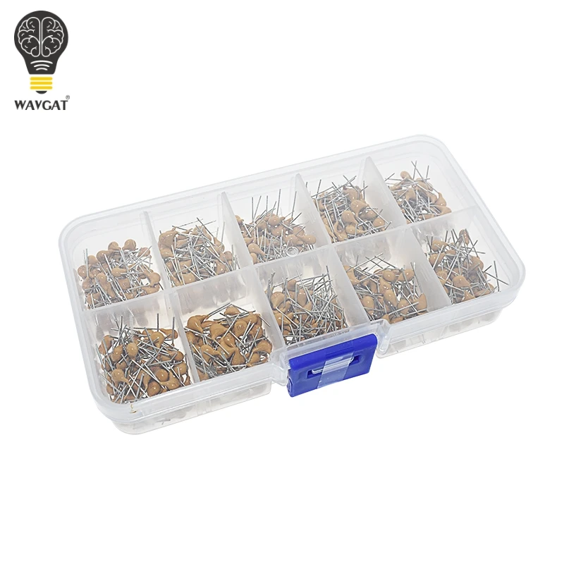 500pcs/lot 10Values*50pcs 0.1uF-10uF(104~106) 50V Multilayer Ceramic Capacitors Assorted Kit Assortment Set with Storage Box