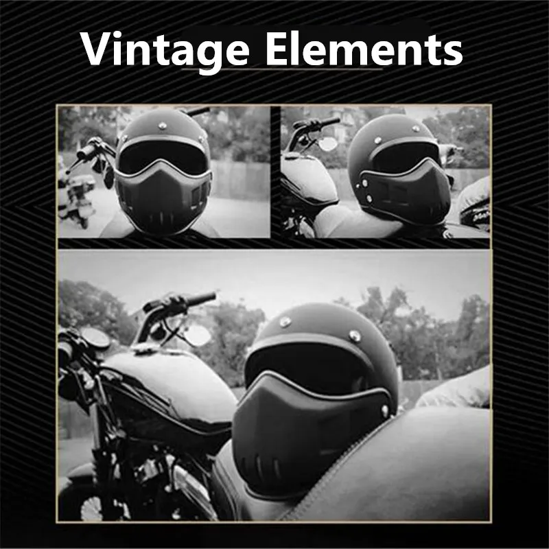 

Hot Sell Gloss White Retro Motorcycle Helmet Personality Combination Full-helmet Composite Half Helmet