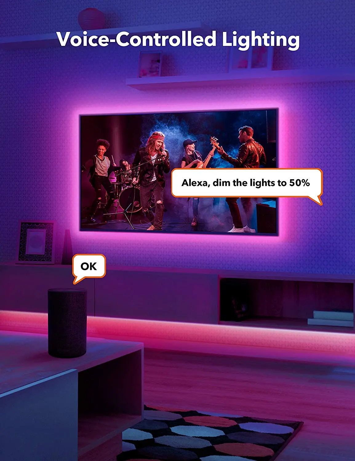 Alexa LED Strip Light with App Control, WiFi, Music Sync, TV Backlight, 5050 RGB, 2.4G, 30m, 40m, Dropshipping