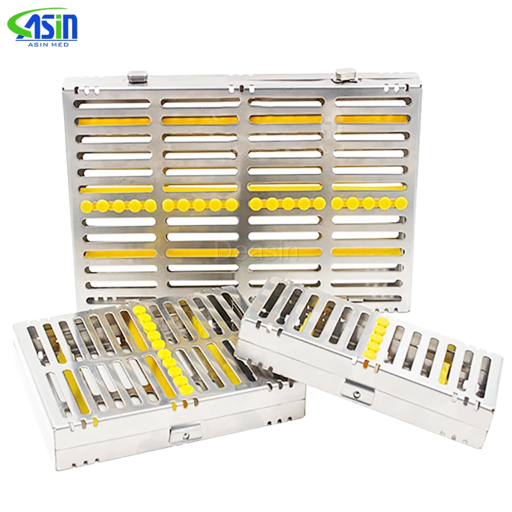 ASIN Dental Sterilization Rack Surgical Autoclavable Sterilization Box Dental Cassette File Burs Disinfection Tray Dentist Tools