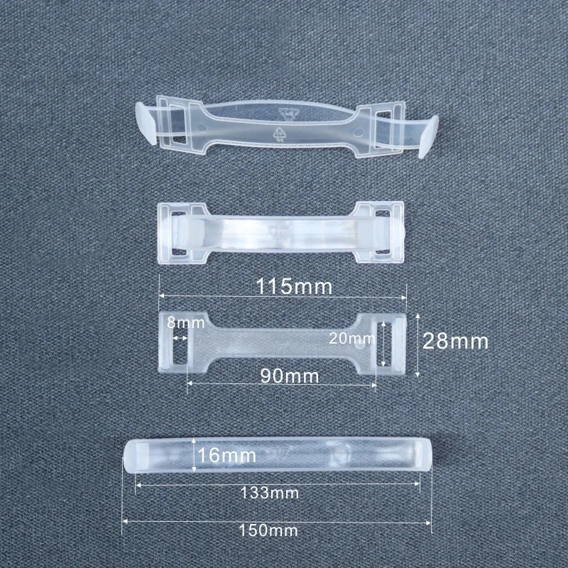 100pcs Transparent Plastic Box Handle Base Plate Set Carry Case Package Washer Backing Support Handles Top Barbed Hanger