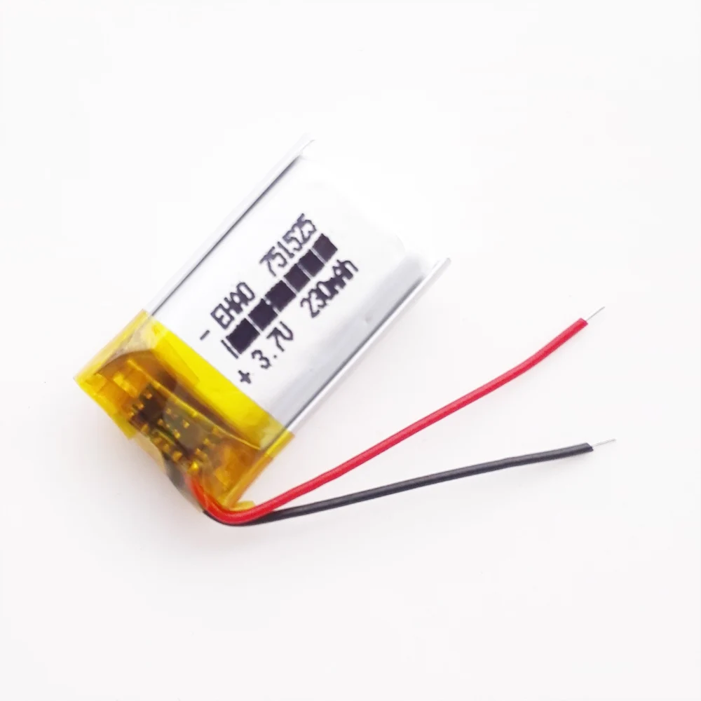 5 szt. 3.7V 230mAh litowo-polimerowa LiPo akumulator 751525 do zestawu słuchawkowego Mp3 GPS Bluetooth rejestrator