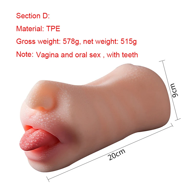 Male Masturbator Realistic Vagina Oral Mouth Aircraft Cup Real Pussy Sexo Intimate Goods Deep Throat Double Hole Sex Toy for Men