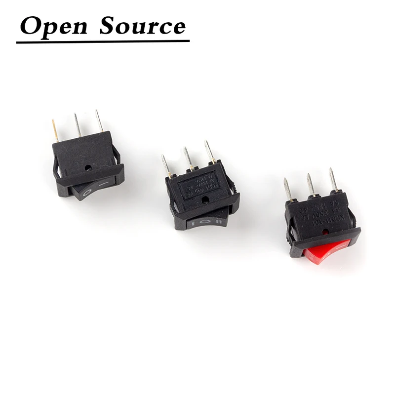 10Pcs Push Button Switch 10x15mm SPST 3Pin 3A 250V KCD11 Snap-in on/Off On-Off-On Rocker Switch 10MM*15MM Black Red and White