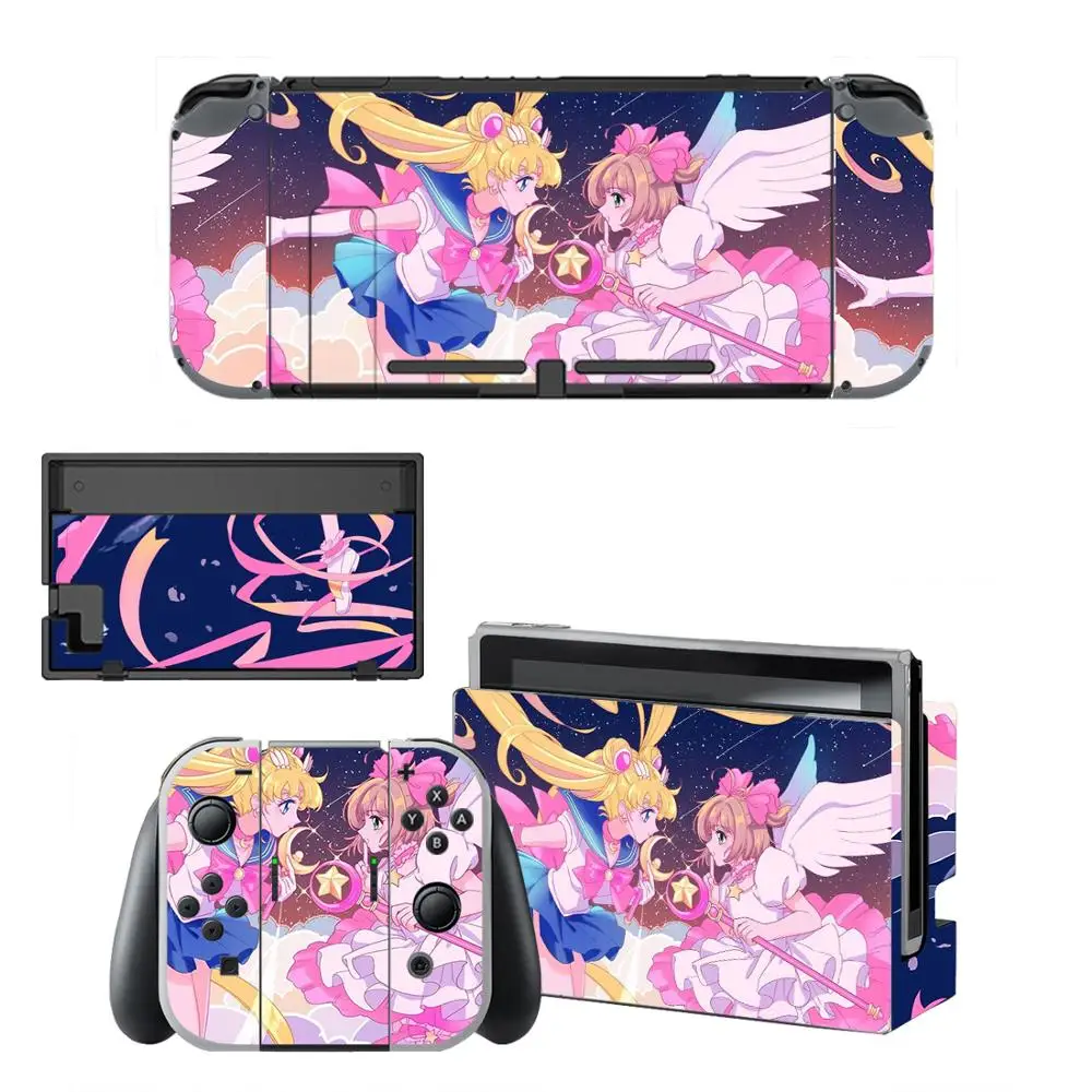 Protetor de pele de vinil adesivo cartão captor sakura skins para nintendo switch ns console + controlador suporte doca adesivos