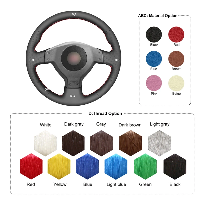 MEWANT Black Artificial Leather PU Carbon Fiber Steering Wheel Cover for Subaru Impreza WRX STI II 2003 2004 2005 2006-2007