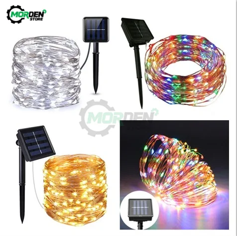 

Outdoor Led Strip Solar Power 33Ft 100 LED 10M Copper Wire Light String Waterproof Safe Christmas Party Wedding Atmosphere Lamp