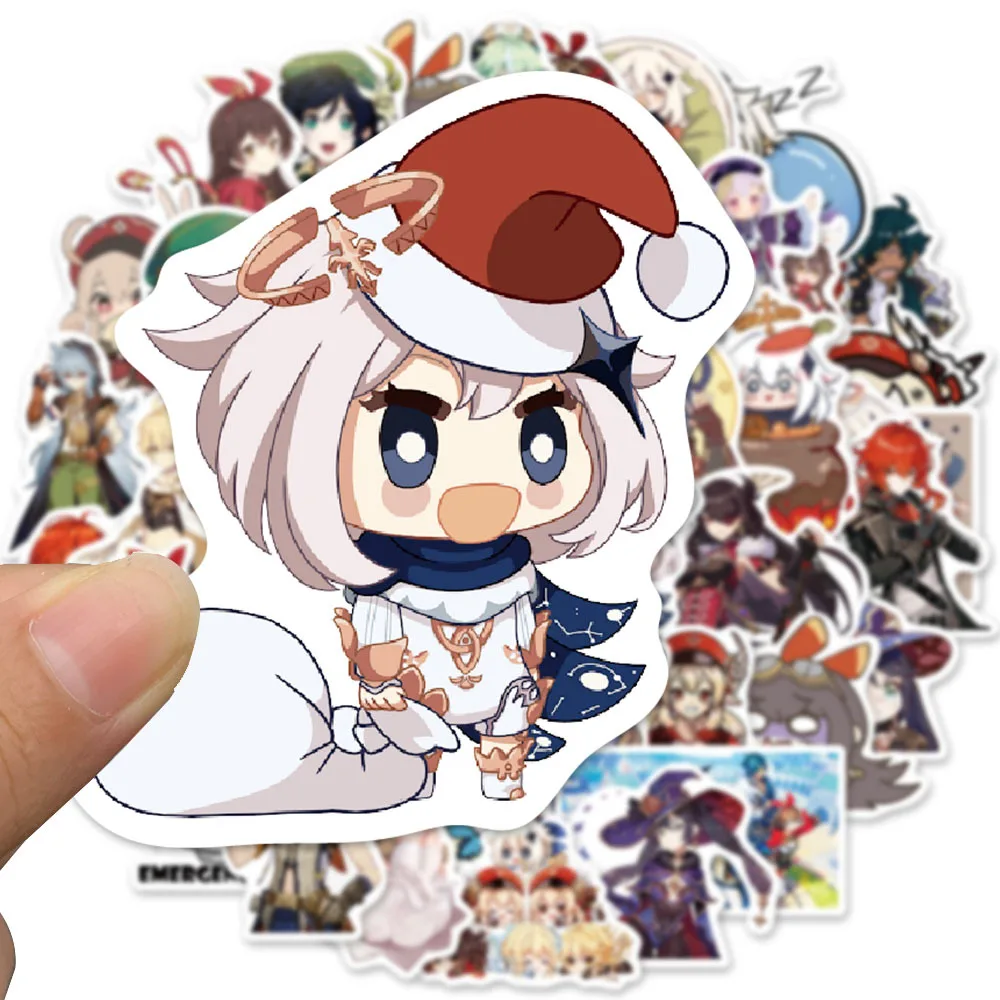 10/30/50PCS Anime Genshin Impact Game Xiao/Klee/Barbara Stickers Cartoon Gifts Toys Laptop Scooter Exquisite Stickers Wholesale