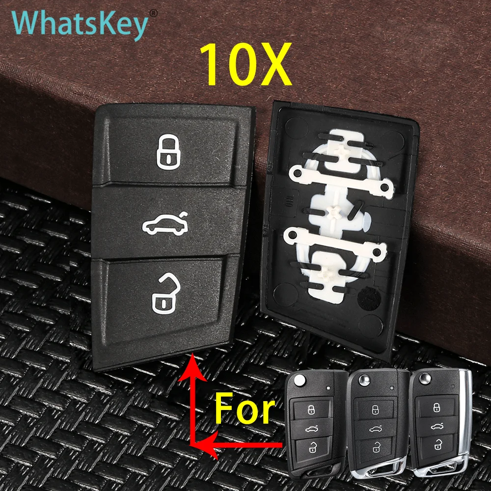 

WhatsKey 10X 3 Button Replace Rubber Car Key Pad For Volkswagen VW Golf 7 4 5 MK7 For Skoda Octavia A7 For Seat Leon Altea Ibiza