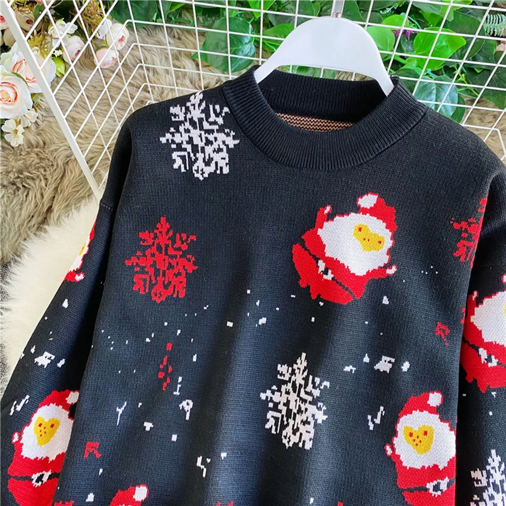 Christmas Knit Sweater Women Pullover Navidad Couple New Year Women Sweater Autumn Winter Patchwork Sweater