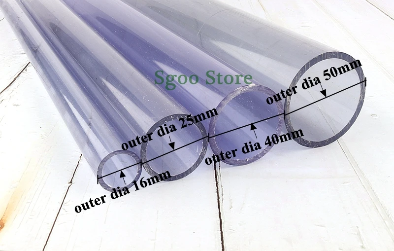 OD 63~110~280mm Transparent UPVC Pipe Aquarium Fish Tank Adapter Garden Irrigation System PVC Tube Watering Fittings 50cm Long