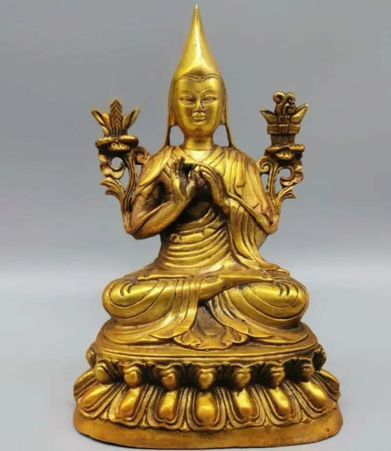 China brass tsongkhapa Tibetan Buddha crafts statue