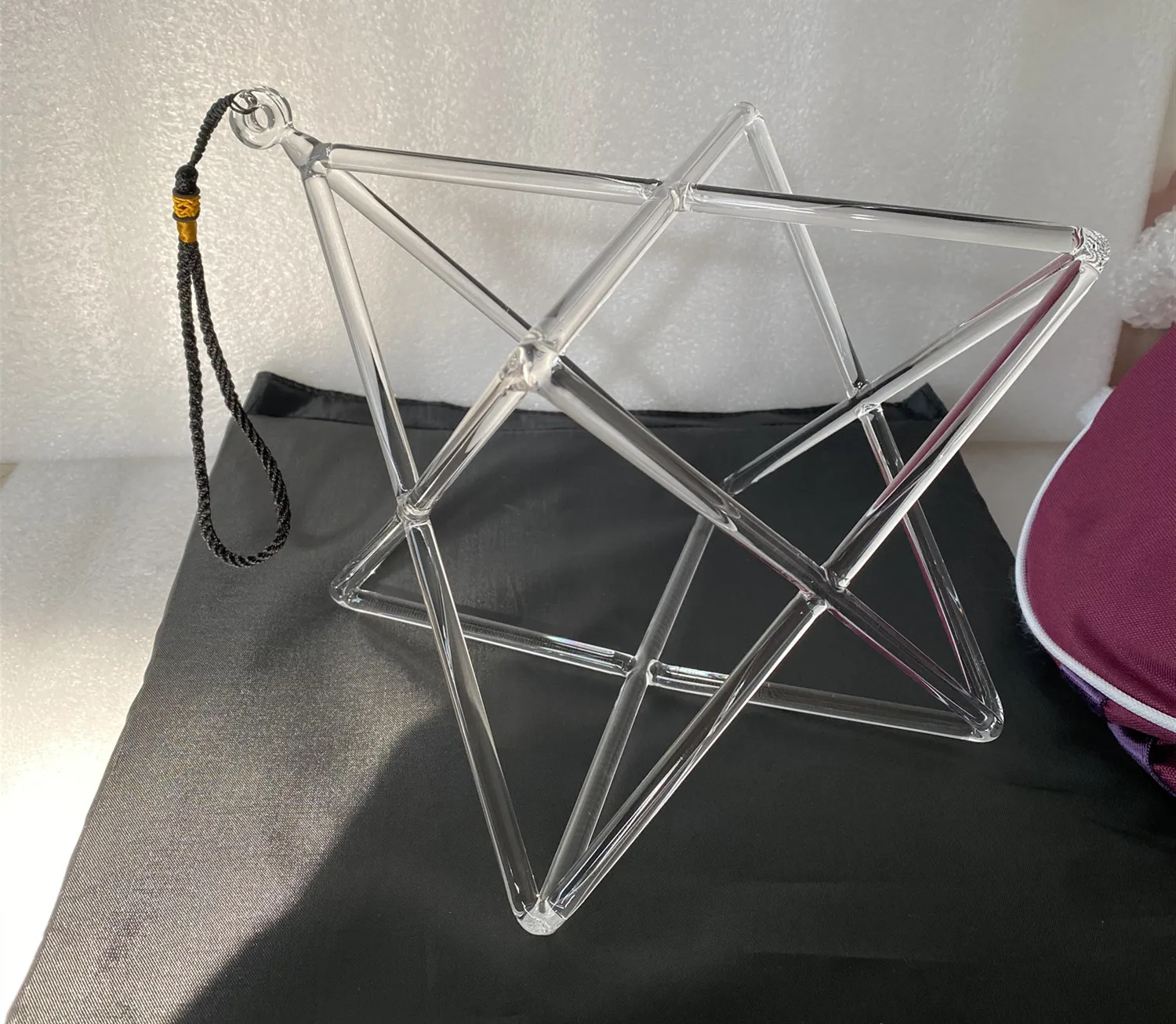 9inch  Double Pyramids clear Crystal singing Merkaba for sound healing music therapy and chakra balancing percussion instrument