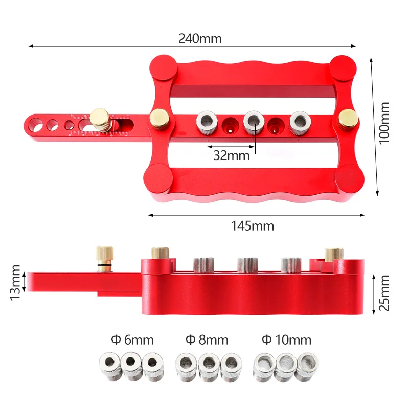 Woodworking three-in-one vertical punching locator round dowel hole opener scribing jigsaw connection tool