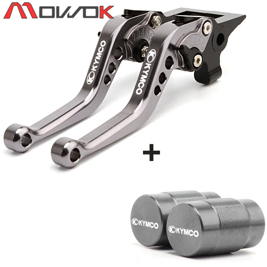 

For KYMCO DOWNTOWN XCITING K-XCT K-XCT 300 CK250T 300T Motorcycle Short Brake Clutch Levers & Tire Valve caps Cover For