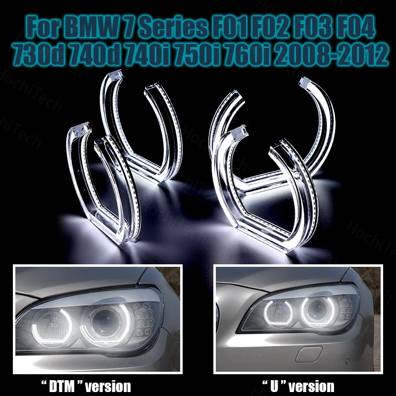 

DTM U-образный дневной свет со светодиодной подсветкой Angel Eyes Kit Halo Ring DRL для BMW 7 серии F01 F02 F03 F04 2008-2012 Crystal Angel Eyes