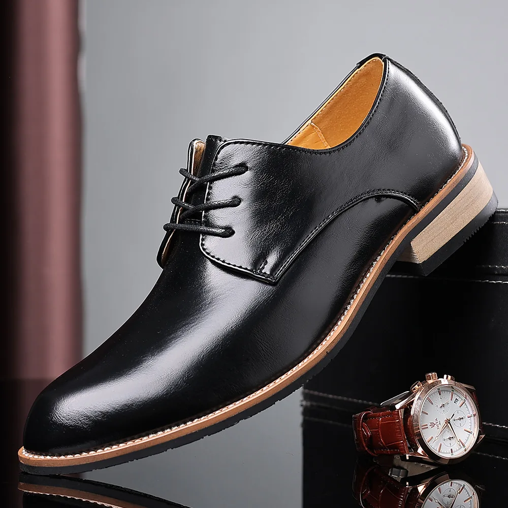 2023 The new High Quality Brand Men Formal Shoes Men Oxford Leather Dress Shoes Fashion Business Men Shoes Pointed Wedding Shoes