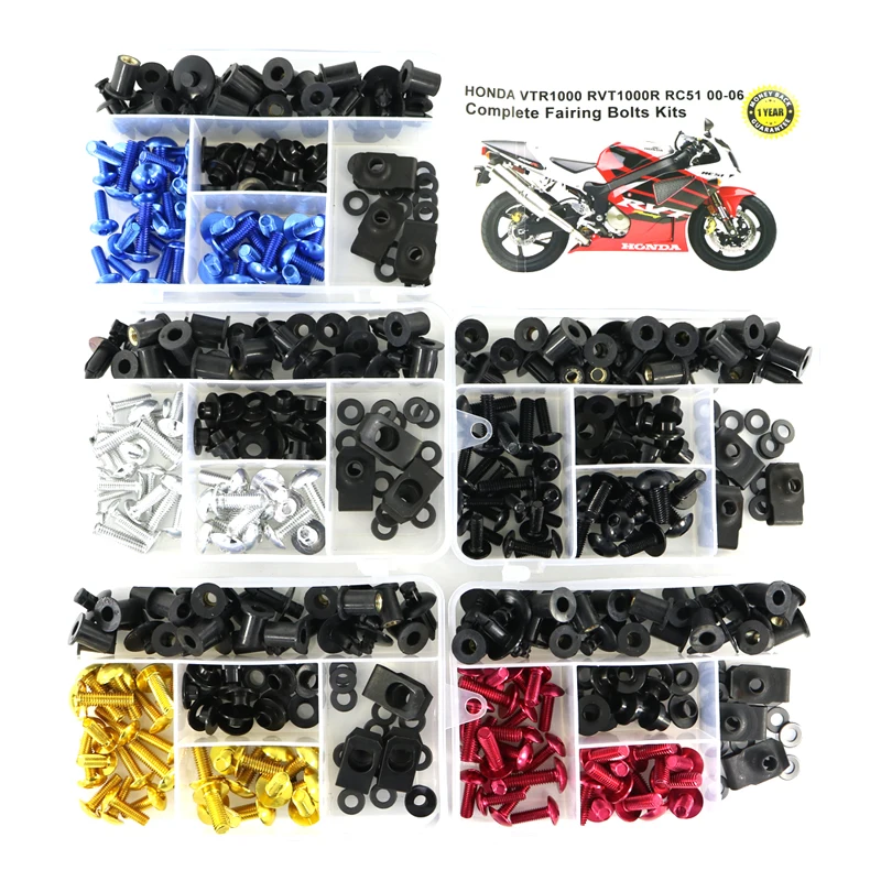 

Fit For Honda VTR1000 VTR 1000 RVT 1000R RC51 2000-2006 Complete Full Fairing Bolts Kit Screws Fairing Clips Bodywork Bolt