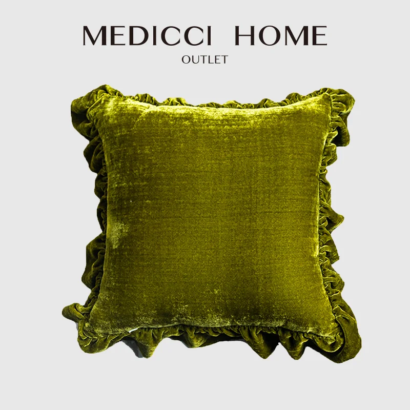 Medicci Home Ruffles obicia na poduszki Pure Color Retro szmaragdowo zielona kanapa Sofa sypialnia salon dekoracyjne poszewka narzuta