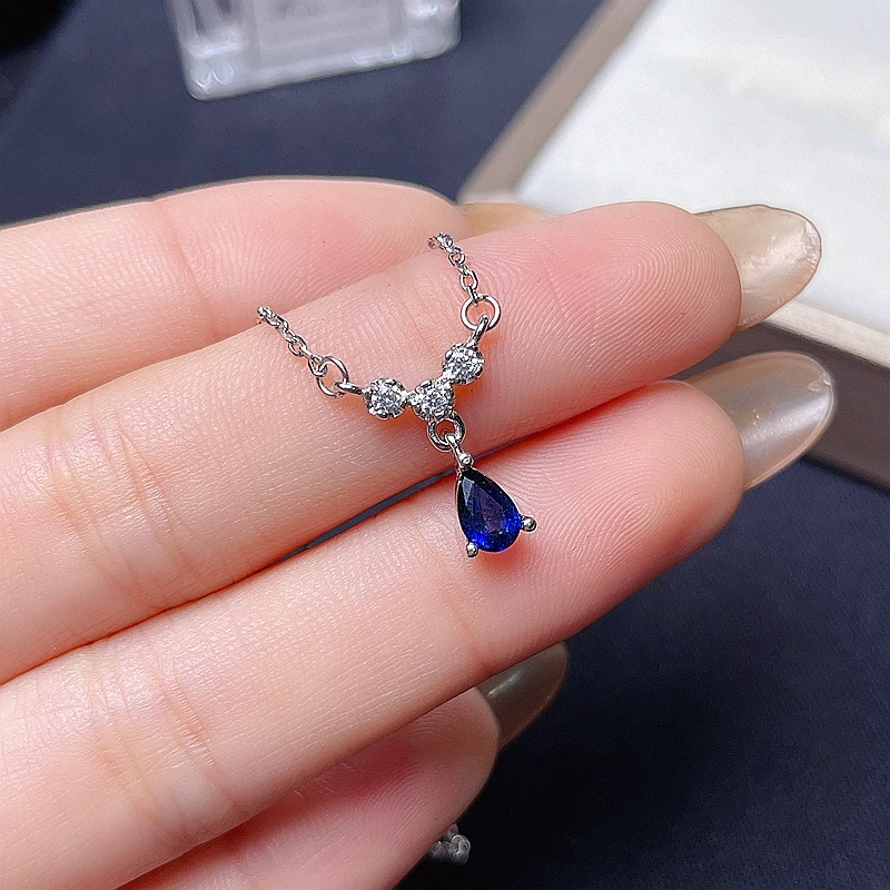 

Cross style natural sapphire necklace, multi color, 925 silver high-end color treasure.