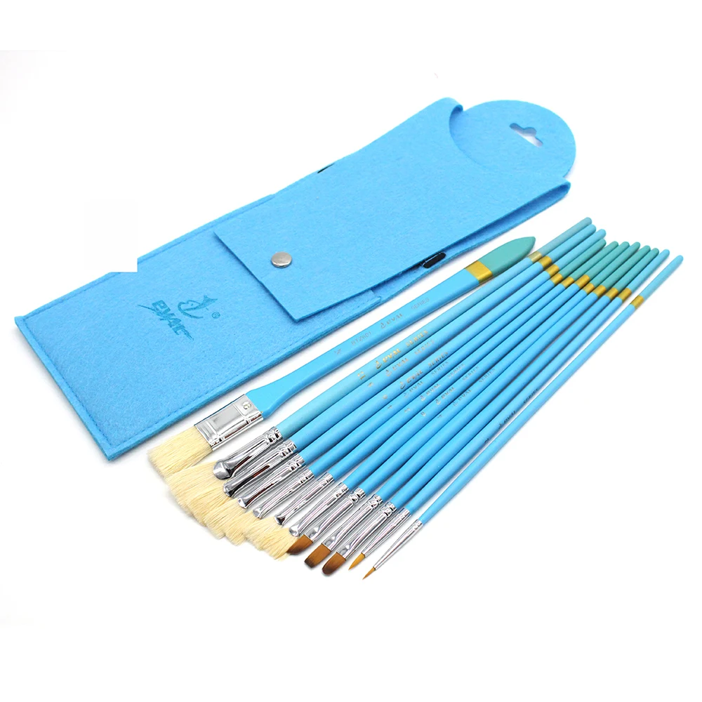 

12pcs Set Professional Brushes for Acrylic Oil Watercolor Gouache Paint Nylon Bristle Brush With Carrying Bag Velvet Bag Artist