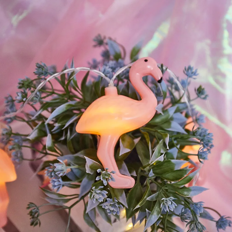 LED Flamingo String Light Romantic Fairy Garland Lamp String Battery Operated for Indoor Valentines Day Couple Dating Decoration