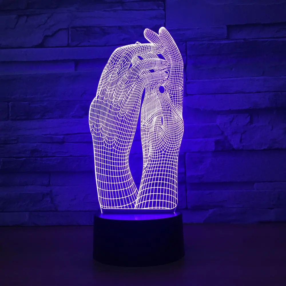 Love Two Hands Beautiful 3D Lamp LED Night Light USB Touch Table Lamp Decoration Party Holiday Indoor Lighting Figure Lamp