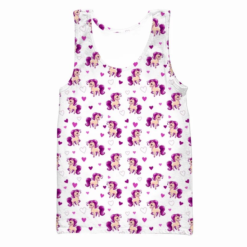 Jumeast Brand Men Women 3D Printed Vest Cartoon Horse Pony Little Pony Short Sleeve Sport Pullover Summer Tank Tops Tees