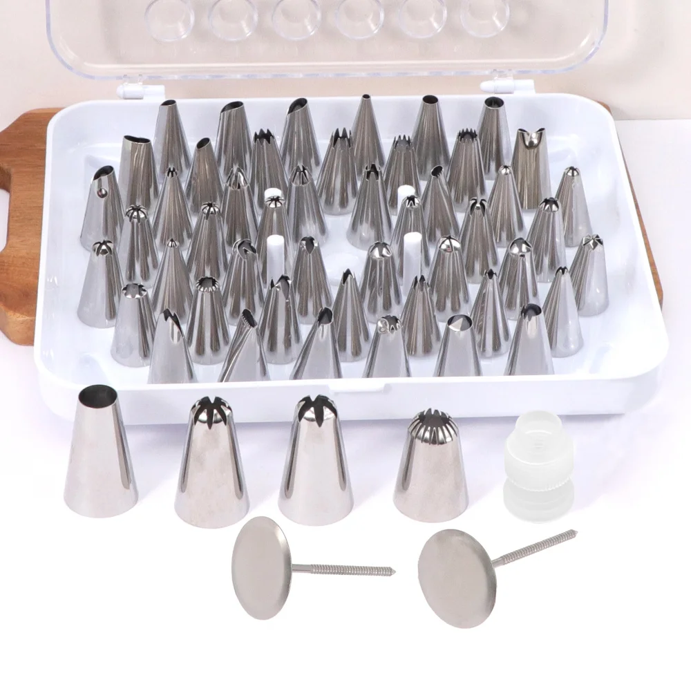 

52pcs/set Stainless Steel Cake Cream Decoration Tips Set With Storage Box Pastry Tools Cupcake Head Piping Icing Nozzles