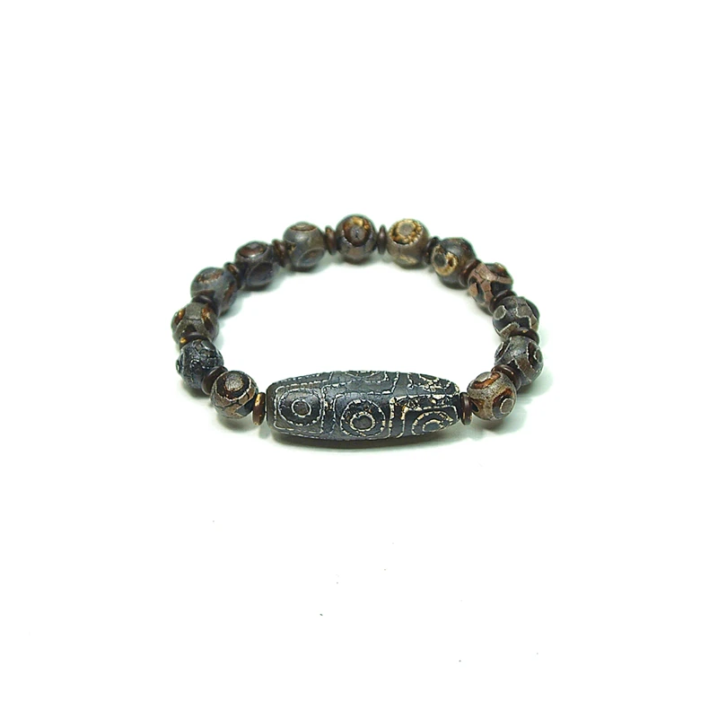 Tibetan Weathered old agate Dzi Beads Bracelet Ethnic Style Great Quality 9 eyes&3 eyes Natural Stone Materials Free Shipping