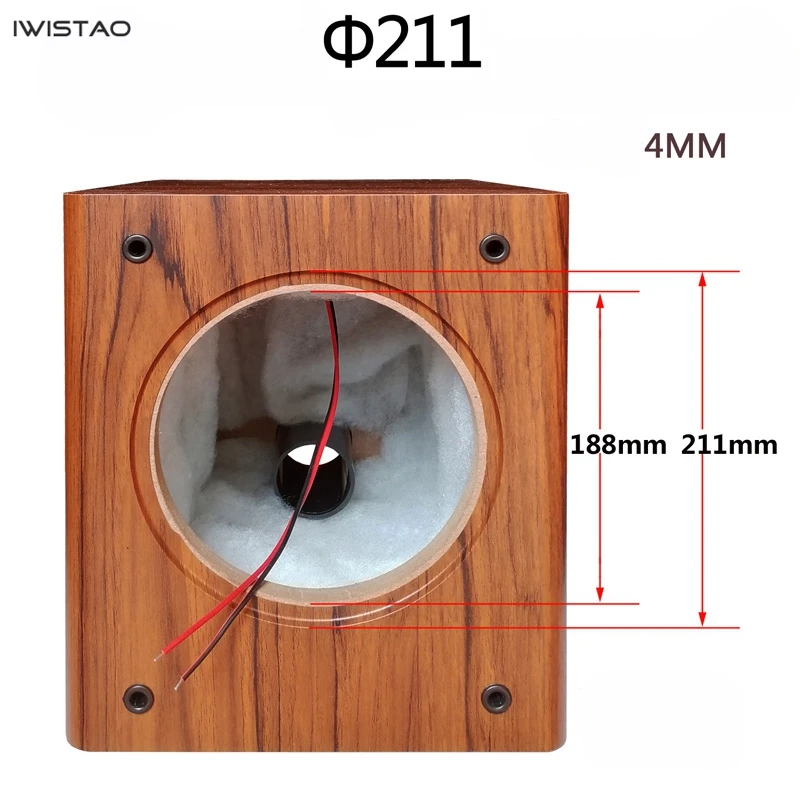 IWISTAO 1 Buah Bass 8 Inci Speaker Kabinet Kosong Speaker Pasif Kayu 18Mm Kepadatan Tinggi Papan MDF Volume 20L DIY