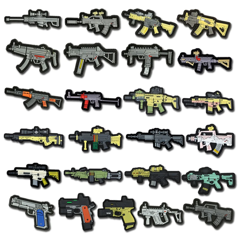 Parche táctico pistola PVC 3D con gancho para equipamiento militar