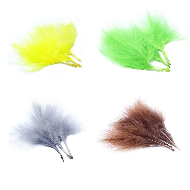 Selected 20feathers turkey marabou fly tying feathers for wooly bugger leech streamer fly tying materials