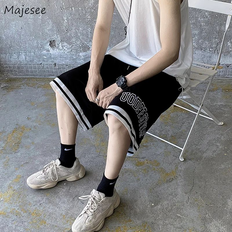 Men Casual Shorts Letter Printed Young Summer Breathable Running Drawstring Knee-length Trousers Harajuku Basketball Ulzzang BF