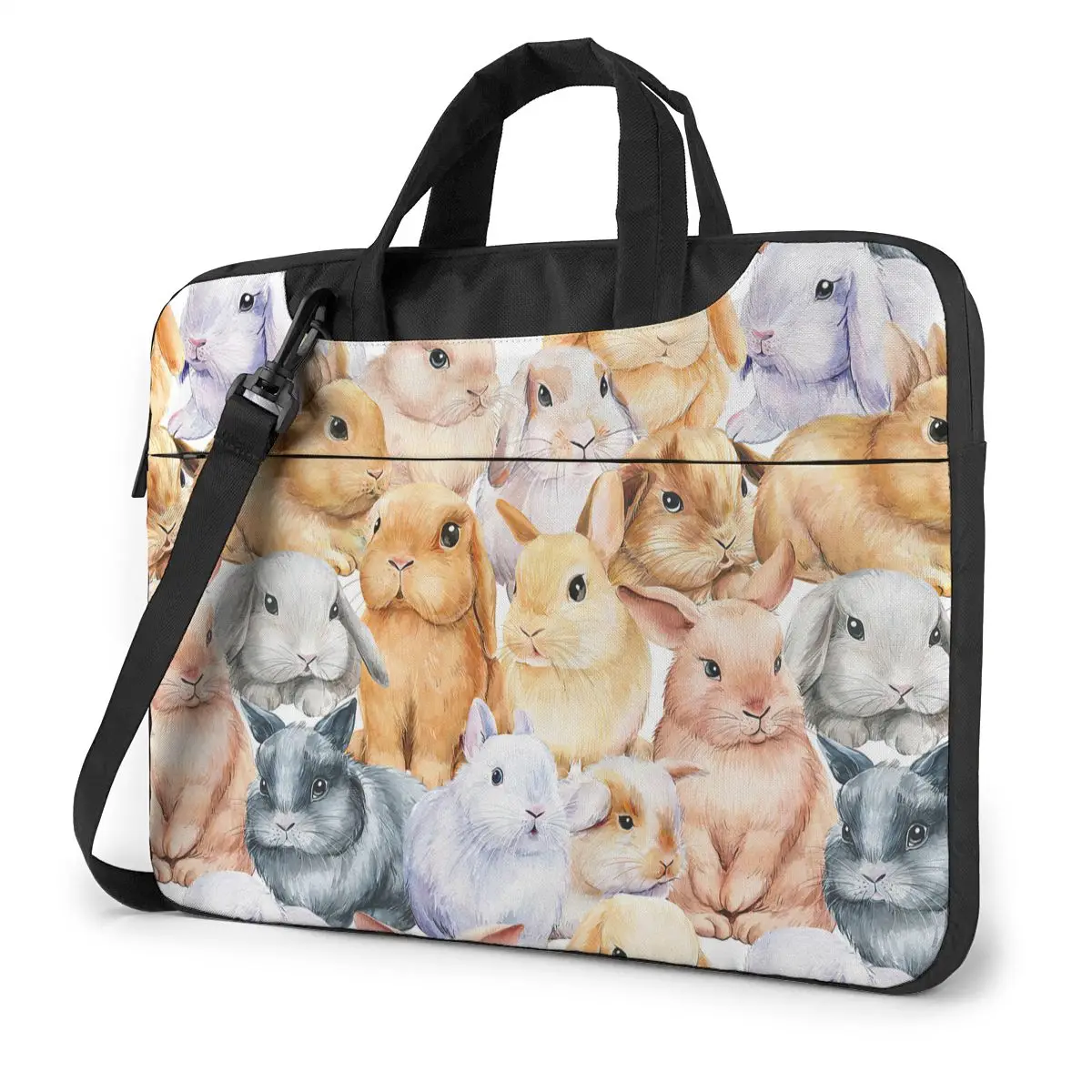 Cute Rabbits Pattern Laptop Bag Case Protective Vintage Computer Bag Bicycle Crossbody Laptop Pouch