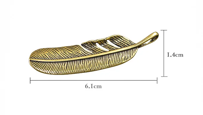 Handmade Pure Brass retro gold feathers craft DIY ornament Miniature Fitting Keychain Pendant souvenir gift a0907