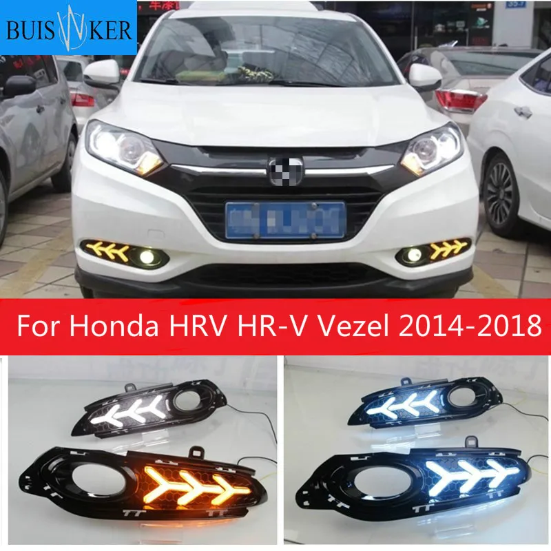 

2PCS For Honda HRV HR-V Vezel 2014 2015 2016 2017 2018 LED DRL Daytime Running Lights Daylight Waterproof Signal car Styling