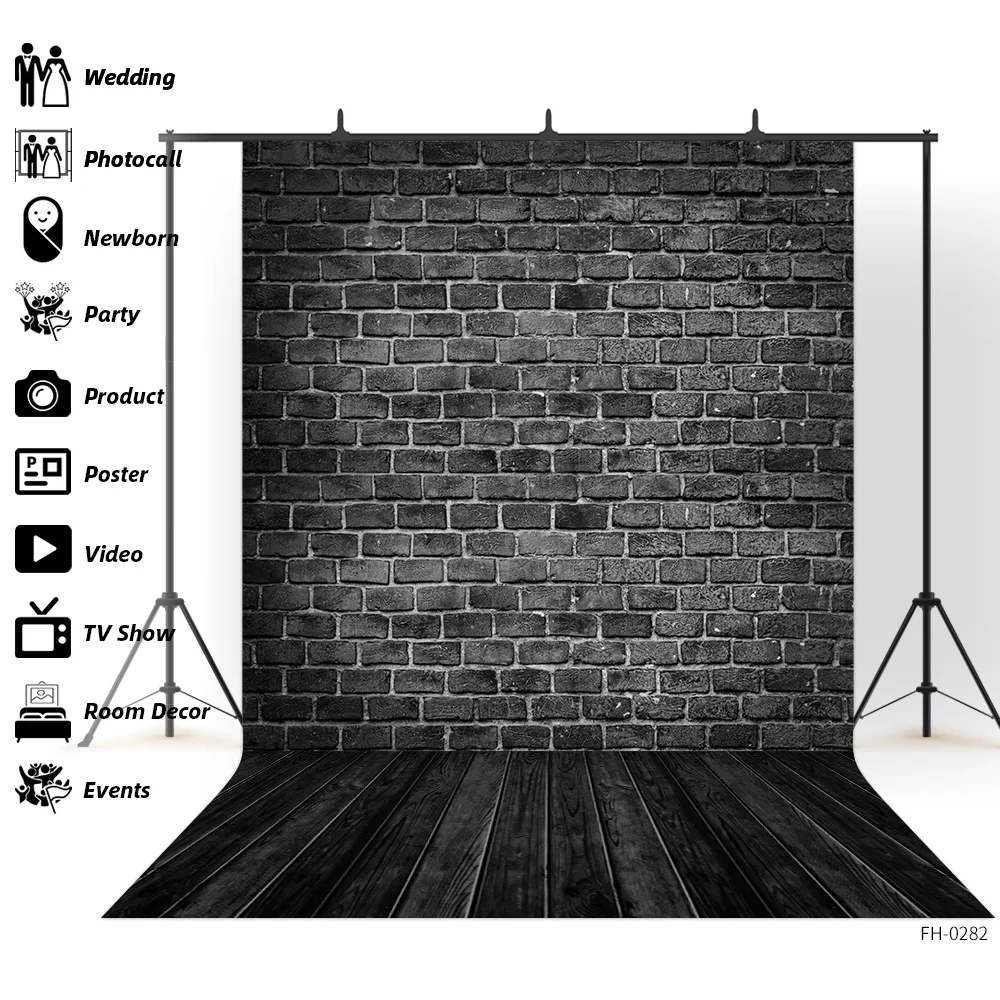 Gray White Brick Wall Wooden Floor Backgrounds Baby Shower Portrait Toy Pet Cake Birthday Photography Backdrops For Photo Studio