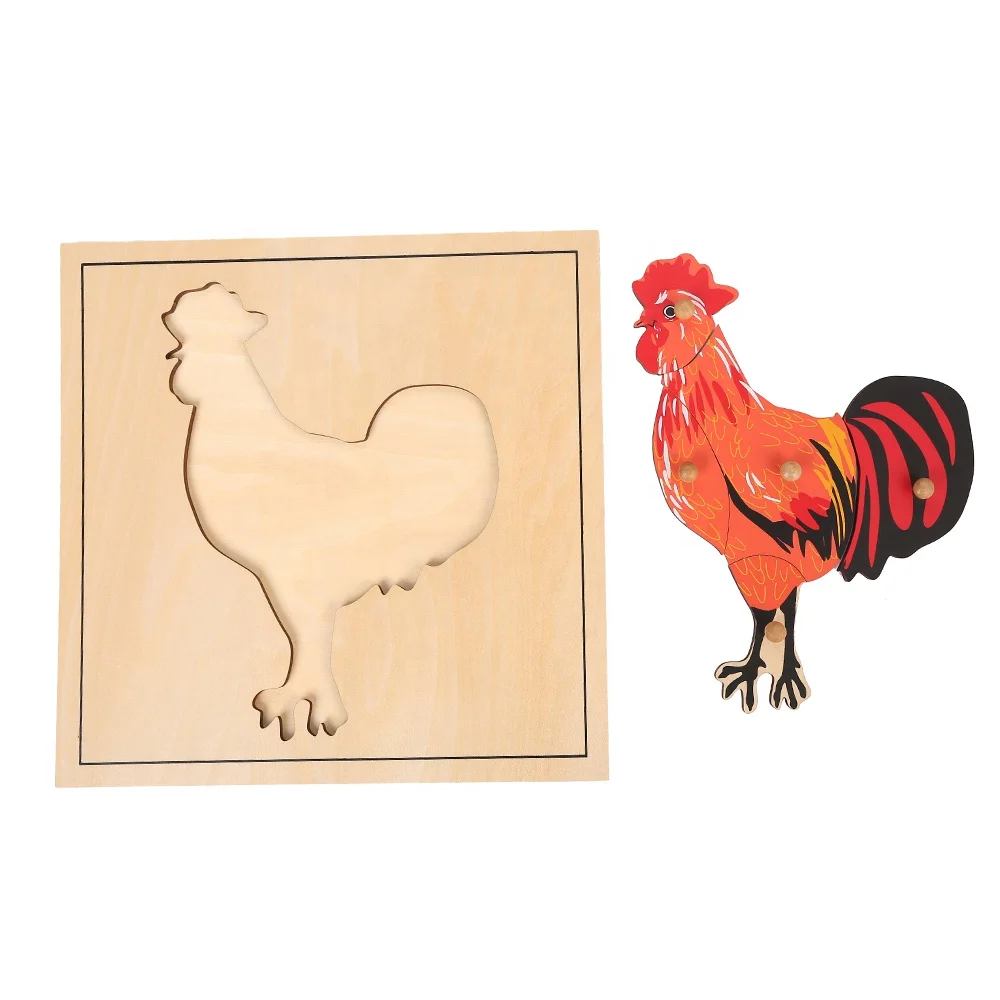 Montessori Materials Wooden Rooster Puzzle Wholesale Early Childhood Education Preschool Training Learning For Kindergarten Toys