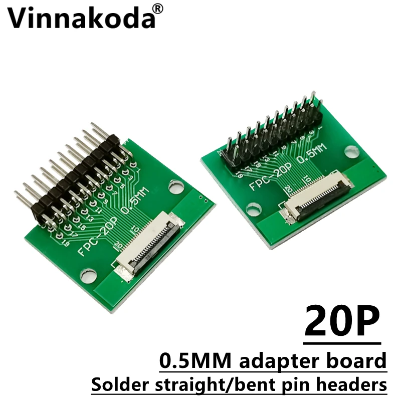 2PCS FFC/FPC adapter board 0.5MM-20P to 2.54MM welded 0.5MM-20P flip-top connector Welded straight and bent pin headers