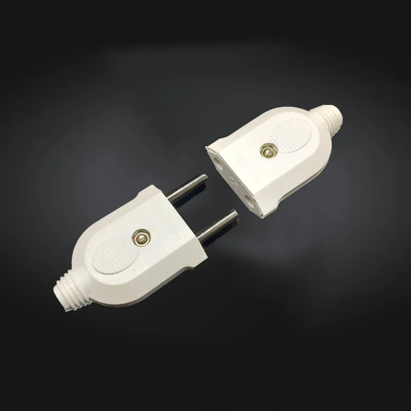 1pc EU European 2 Pin AC Electric Power Male Plug Female Socket Outlet Adaptor Adapter Wire Rewireable Extension Cord Connector