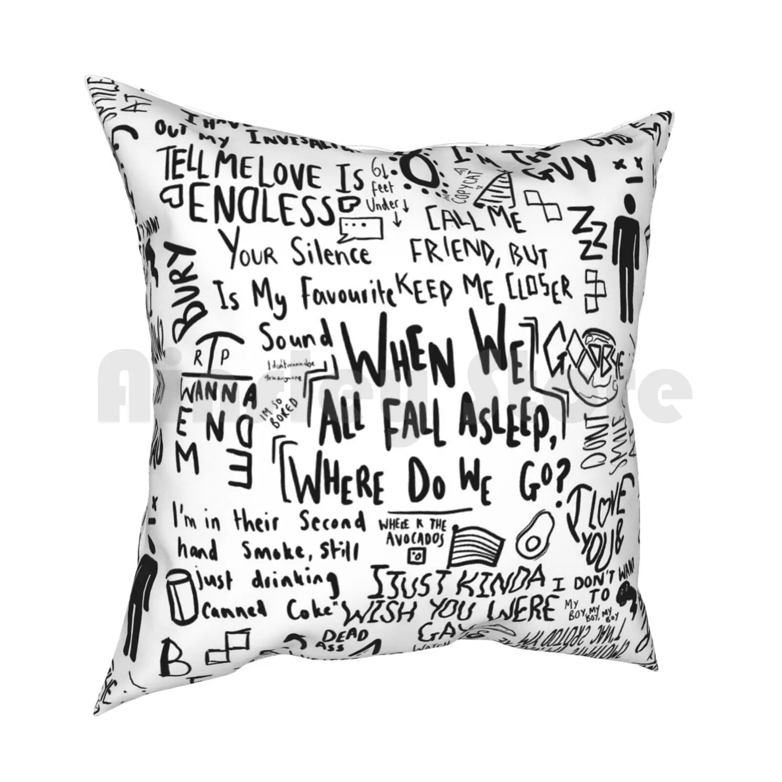 Pillow Case Printed Home Soft Throw Pillow Finneas Music Lyrics Cool When We All Fall Asleep Where Do We Go Wwafawdwg