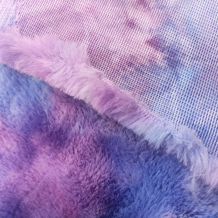 1m/2m/3m Tie-dyed Rainbow Rabbit Hair Velvet Plush Fabric, for DIY Sewing, Fashion, Coat, Toy, Pillow, Pet Nest, Flannel Cloth